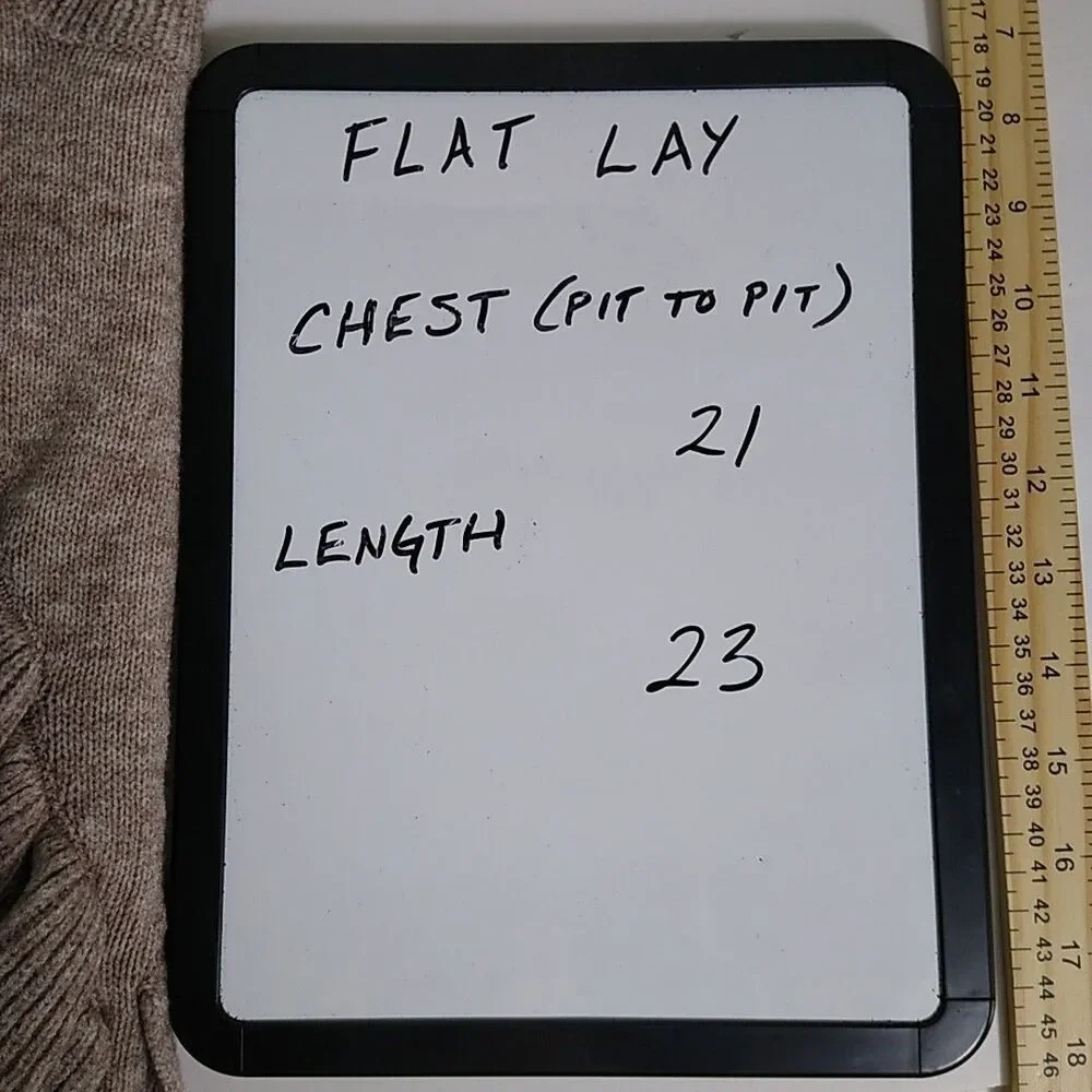 143 STORY Ruffle Sweater Retro 80s 90s Preppy Prep Clean Girl Tan Brown Sz M - Picture 8 of 8